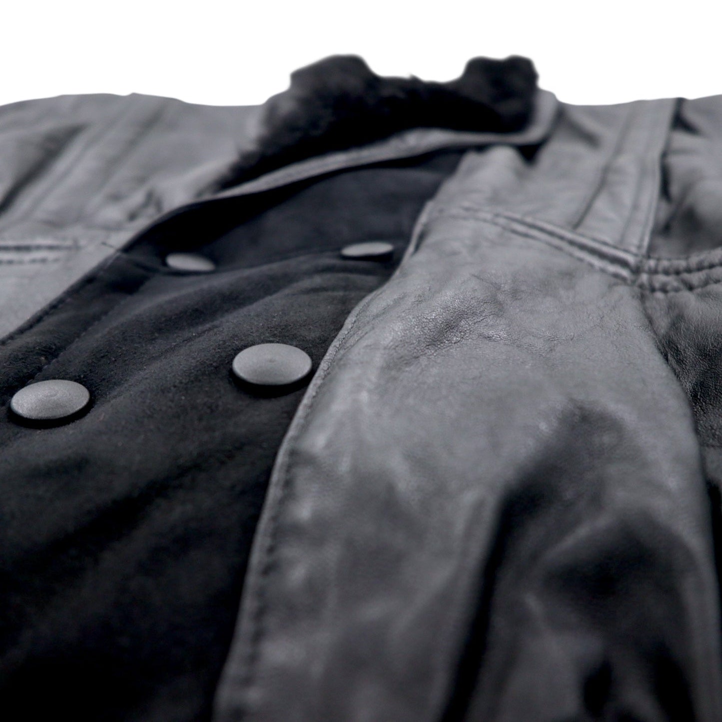90s VERA PELLE double-breasted leather jacket, size M, black leather with fur lining and paisley pattern, acrylic fur collar.