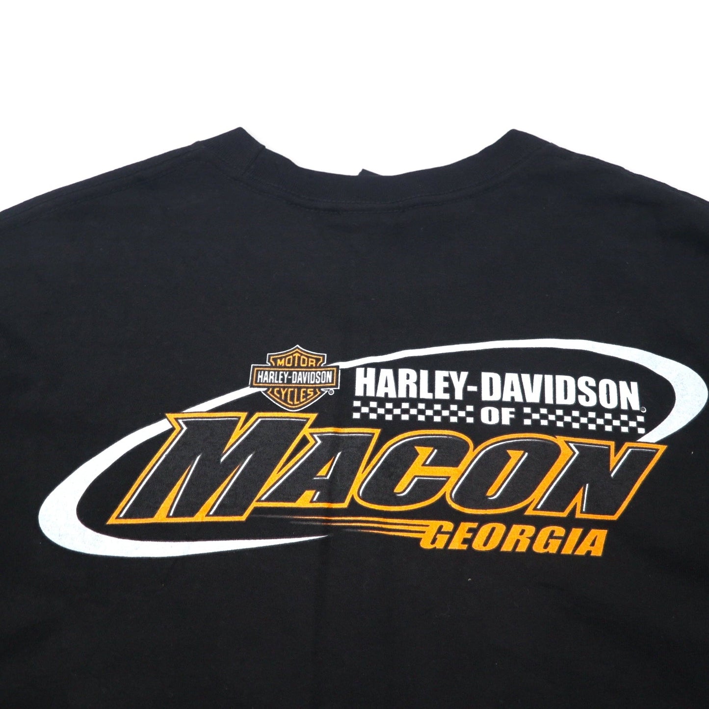 HARLEY DAVIDSON logo print T-shirt, size L, black cotton, made in Macon Georgia, Nicaragua. Unused.