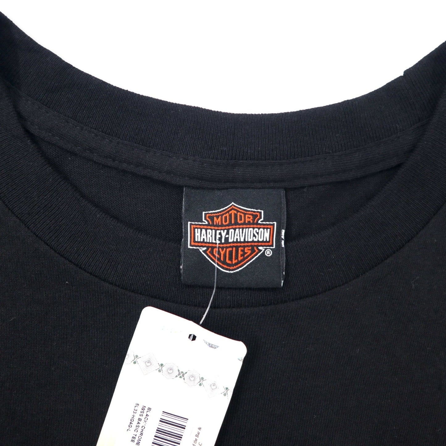 HARLEY DAVIDSON logo print T-shirt, size L, black cotton, made in Macon Georgia, Nicaragua. Unused.