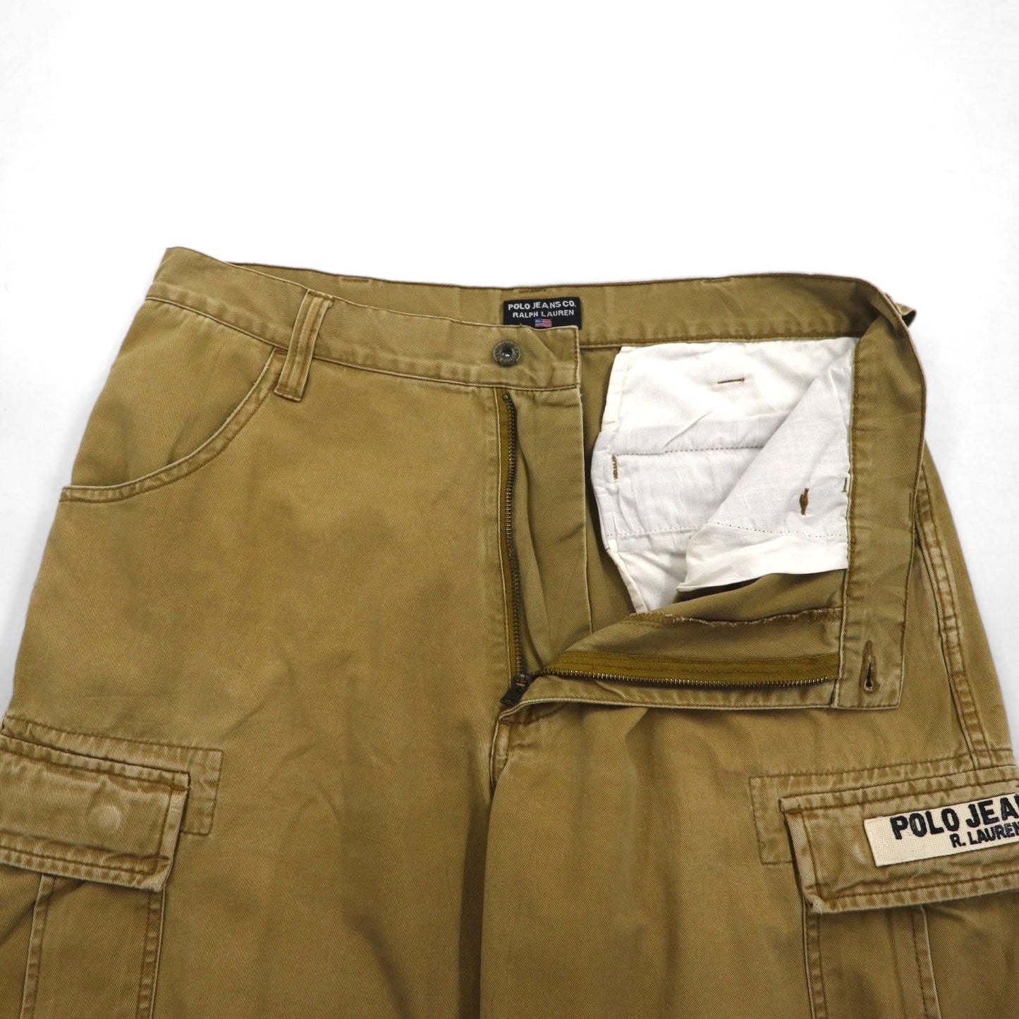 POLO JEANS COMPANY RALPH LAUREN Baggy Short Cargo Pants, Size L, Beige, Cotton