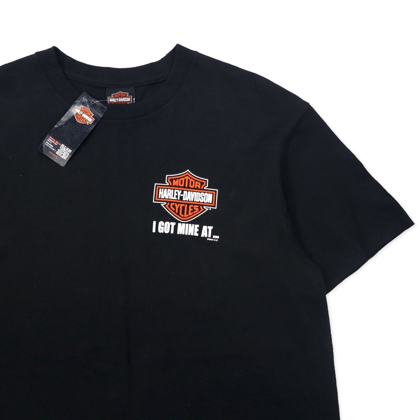 HARLEY DAVIDSON logo print T-shirt, size L, black cotton, made in Macon Georgia, Nicaragua. Unused.