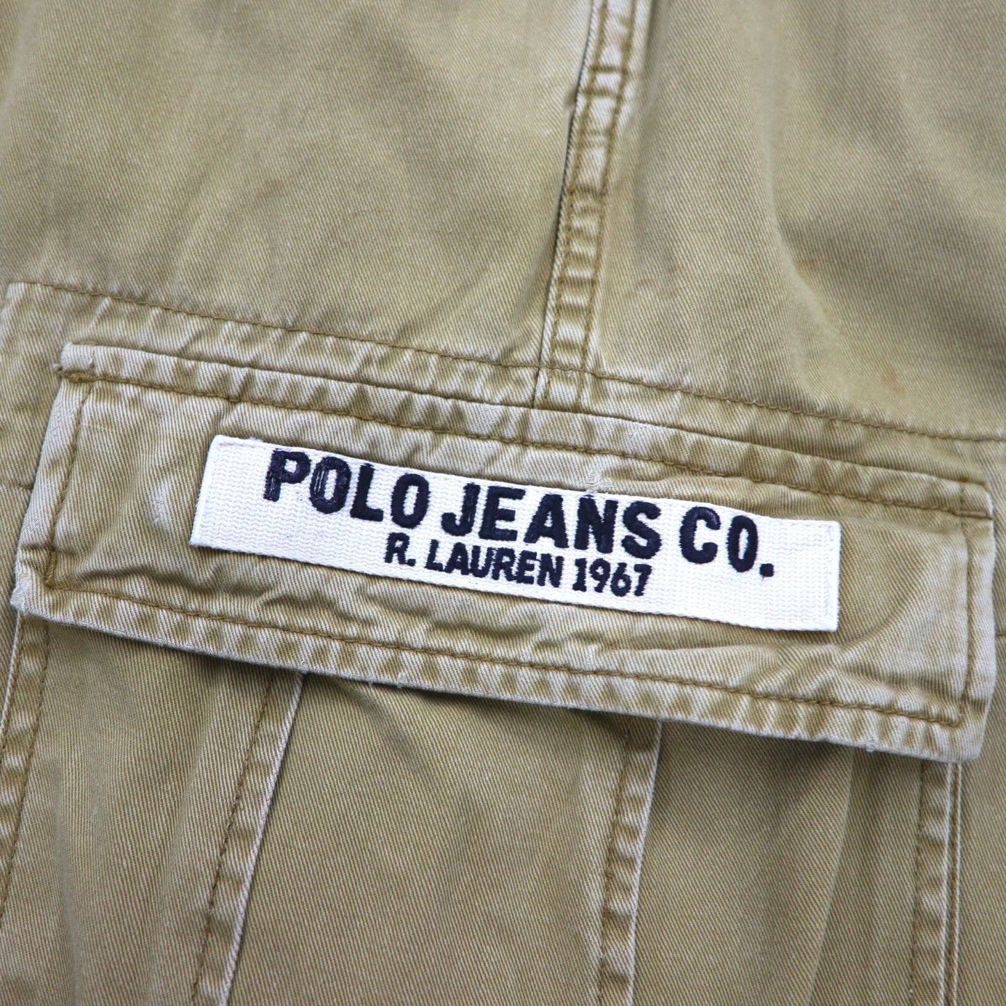 POLO JEANS COMPANY RALPH LAUREN Baggy Short Cargo Pants, Size L, Beige, Cotton