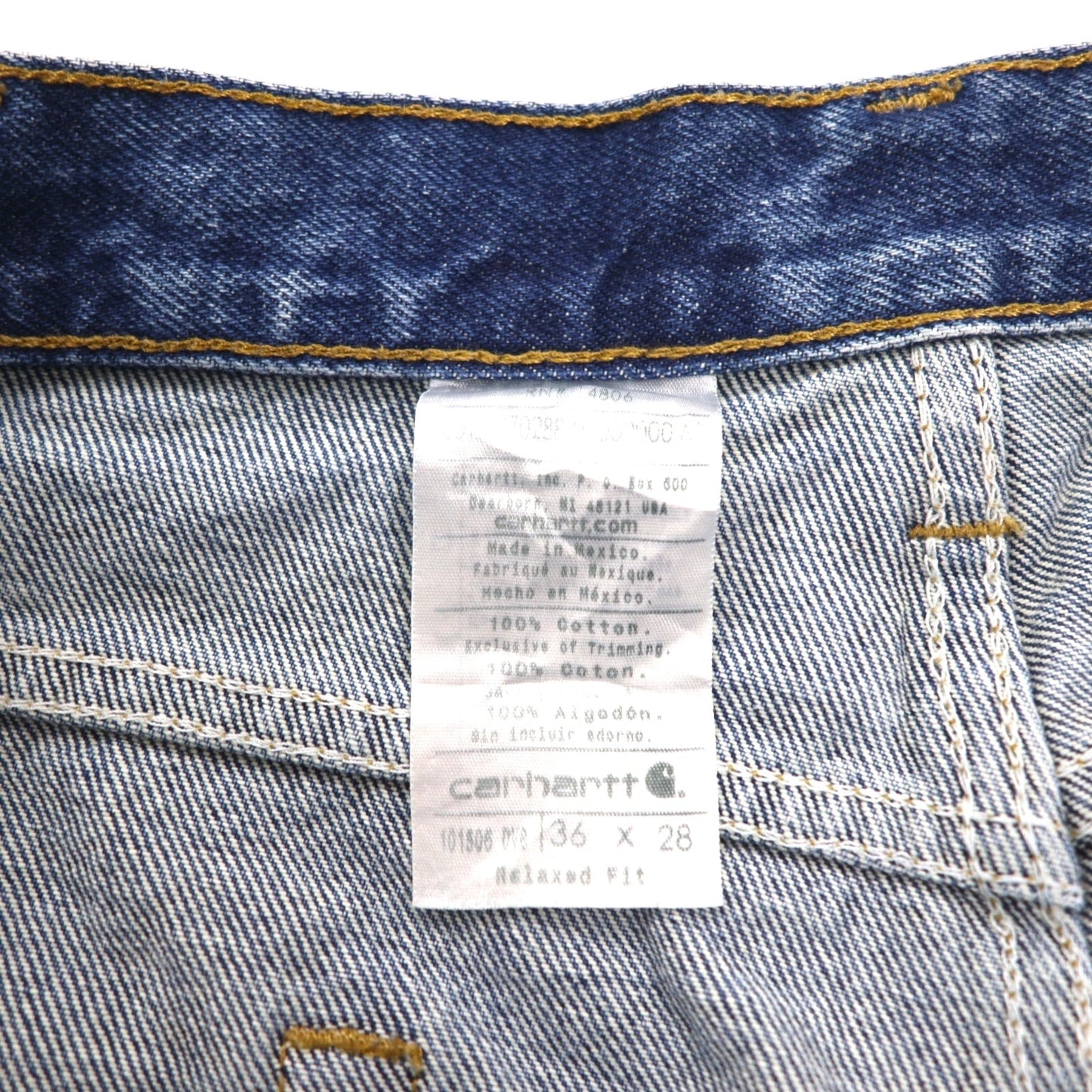 Carhartt Relaxed Fit Denim Pants, Size L, Indigo and Blue, 101505, Made in Mexico