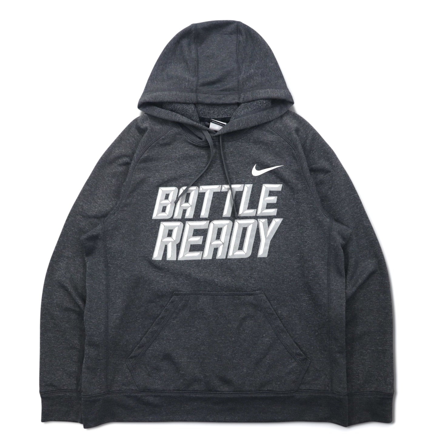 NIKE Dri-FIT Pullover Hoodie, XL, Gray, BATTLE READY, 604632-071