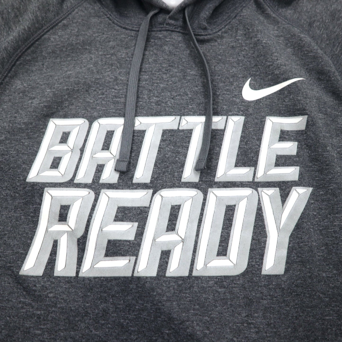 NIKE Dri-FIT Pullover Hoodie, XL, Gray, BATTLE READY, 604632-071