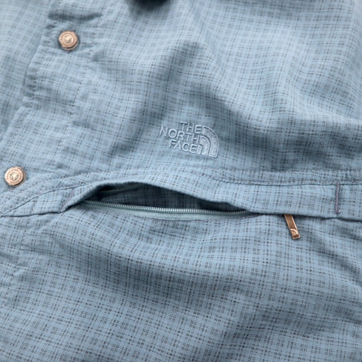 THE NORTH FACE Outdoor Shirt, XL, Blue, Nylon, Logo Embroidery, Mesh Liner, AU2B