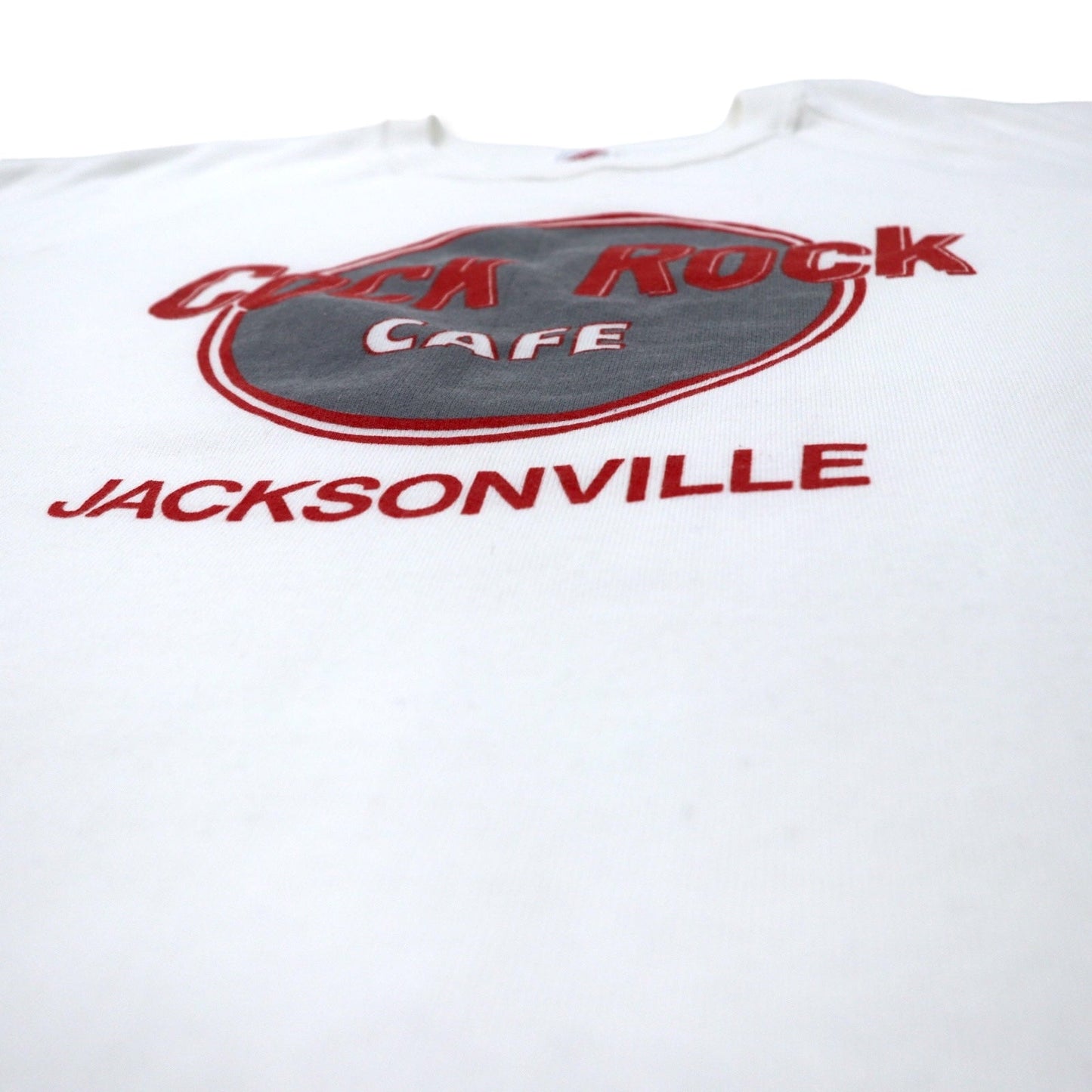 JERZEES USA Made 90s Printed Sweatshirt, Size XL, White Cotton, Fleece-Lined, Hard Rock Cafe Parody
