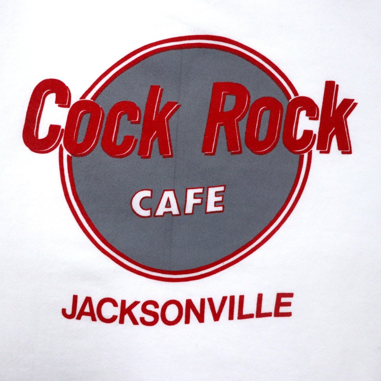 JERZEES USA Made 90s Printed Sweatshirt, Size XL, White Cotton, Fleece-Lined, Hard Rock Cafe Parody