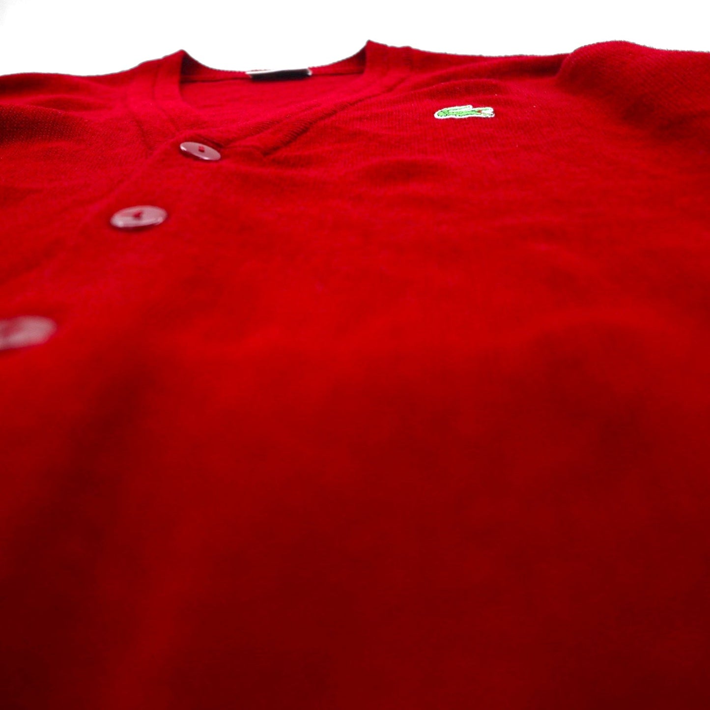 CHEMISE LACOSTE 80年代 ニット カーディガン L レッド アクリル
