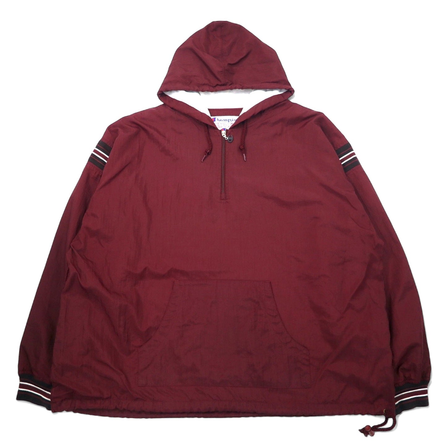Champion 90s Anorak Parka, XXL, Bordeaux, Nylon, Half-Zip, Drawcord, Oversized