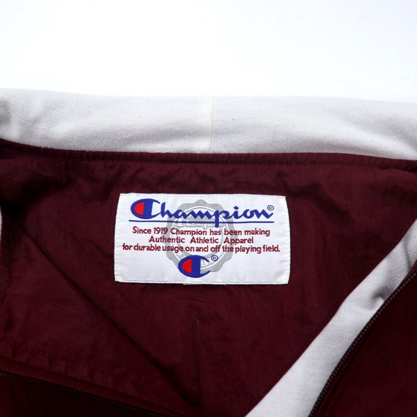 Champion 90s Anorak Parka, XXL, Bordeaux, Nylon, Half-Zip, Drawcord, Oversized