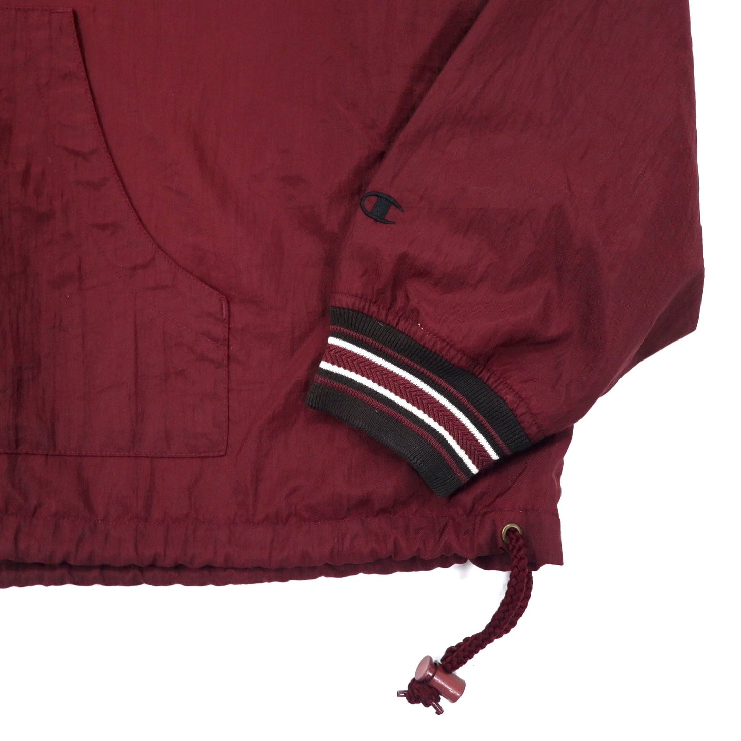 Champion 90s Anorak Parka, XXL, Bordeaux, Nylon, Half-Zip, Drawcord, Oversized