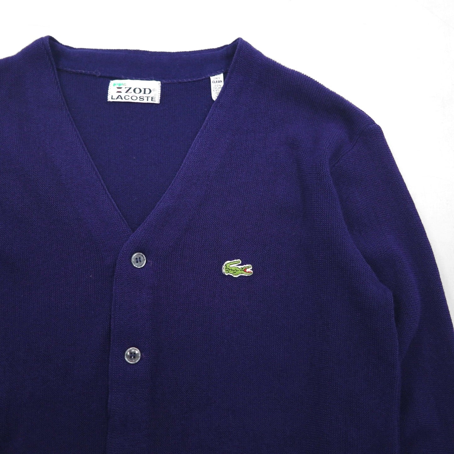 IZOD LACOSTE 70年代 糸巻タグ ニット カーディガン S ネイビー アクリル 短丈