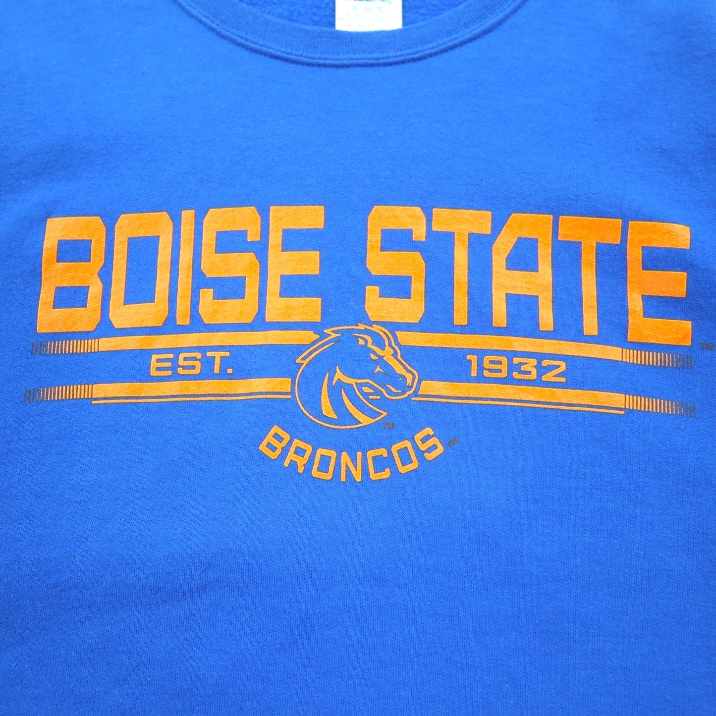 JERZEES 90s College Print Sweatshirt, Size XL, Blue, Fleece-Lined, NCAA Football, Boise State Broncos, Made in Honduras