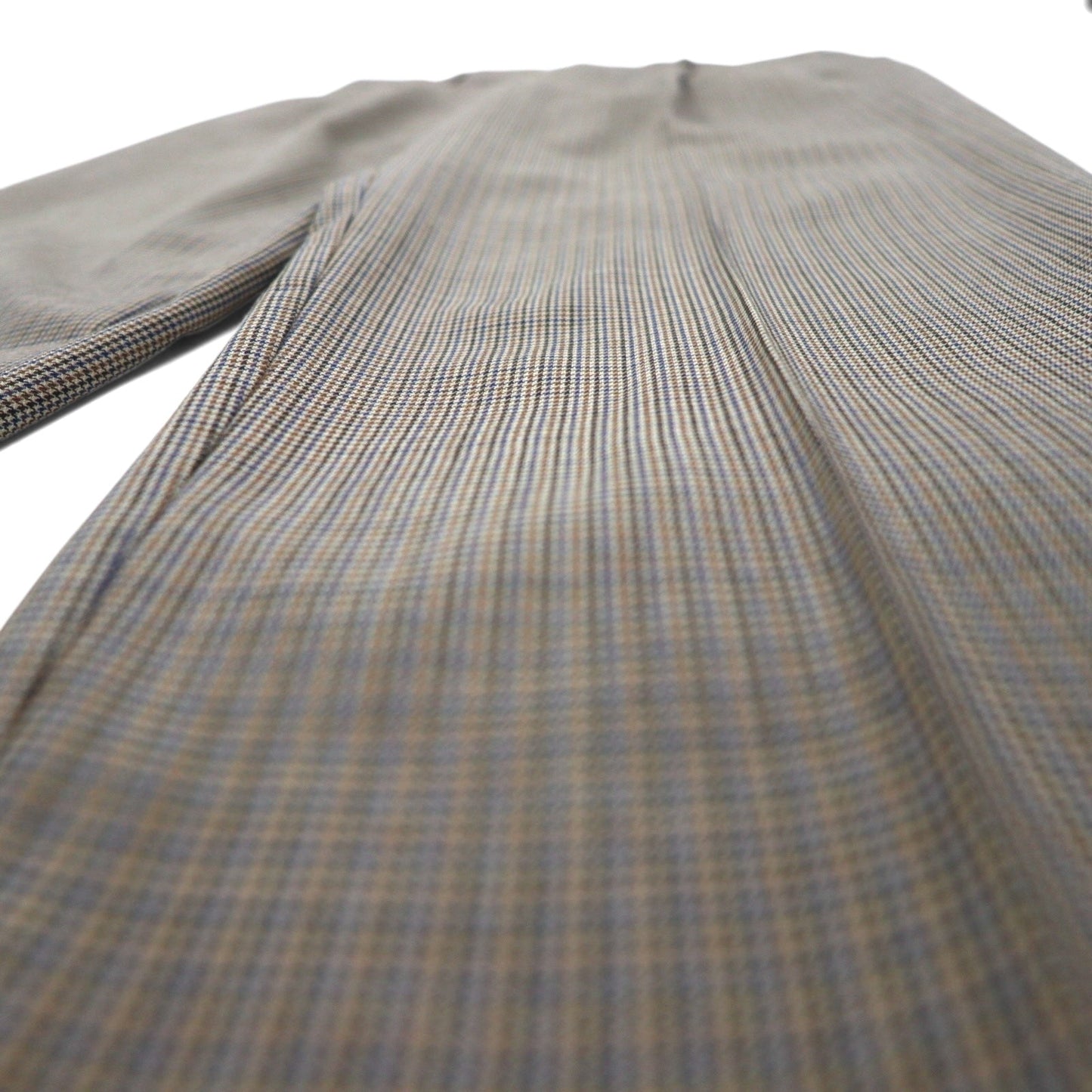 LANDS' END 2-pleat Wide Leg Slacks, Size M, Brown, Glen Plaid, Wool
