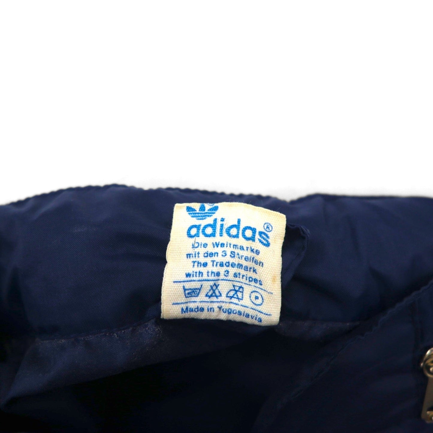 adidas 70年代 ナイロンジャケット パーカー XL ネイビー フード収納 旧ユーゴスラビア製