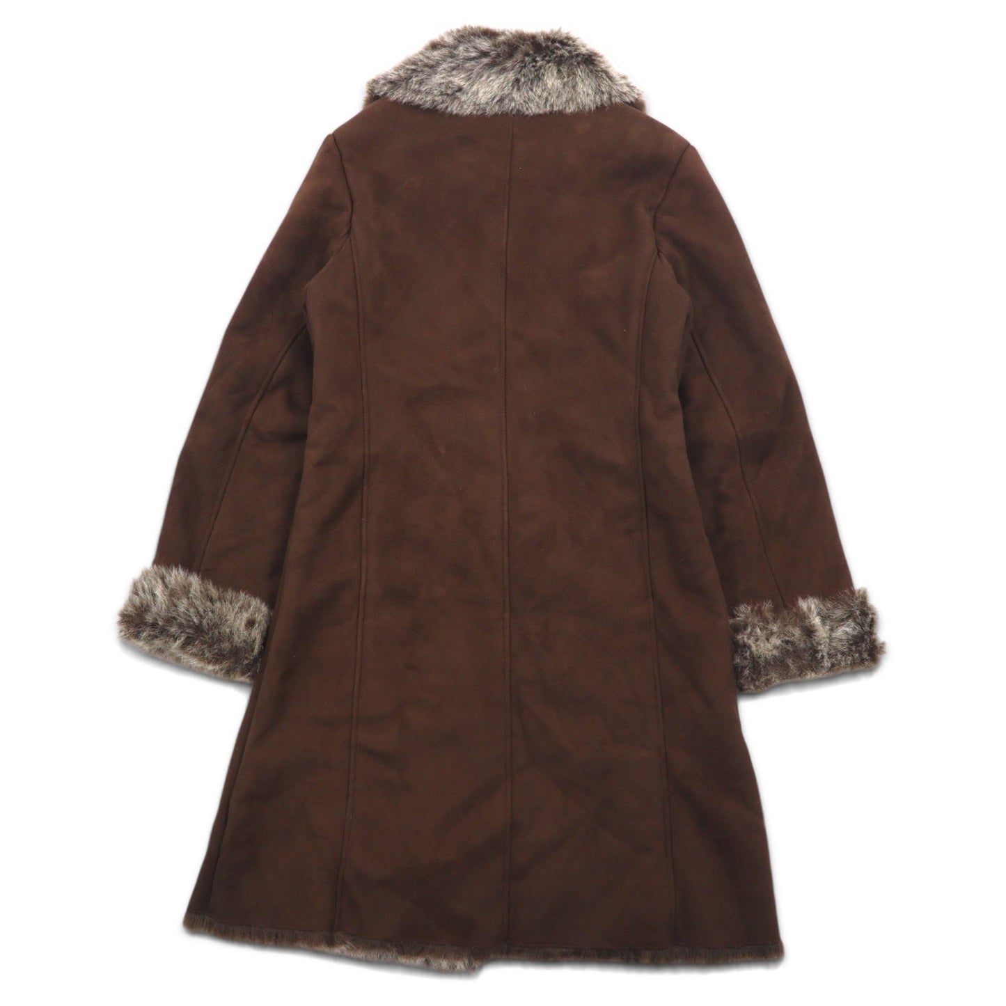 90s Vintage Faux Shearling Coat by MARVIN RICHARDS, Size M, Brown, Polyester, Faux Eco-Friendly Fur