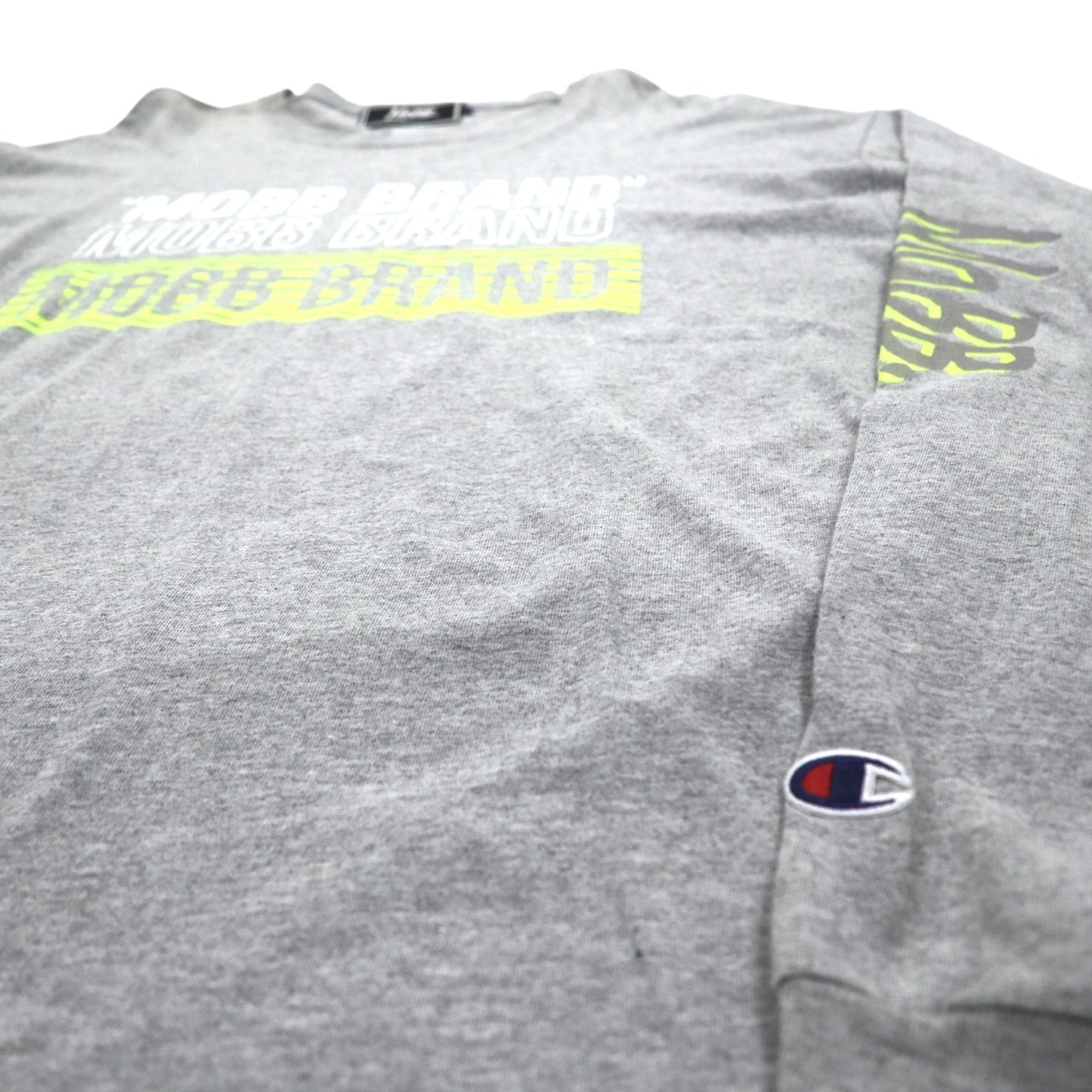 MOBB. × Champion ロングスリーブ Tシャツ ロンT XL グレー 袖プリント エルサルバドル製