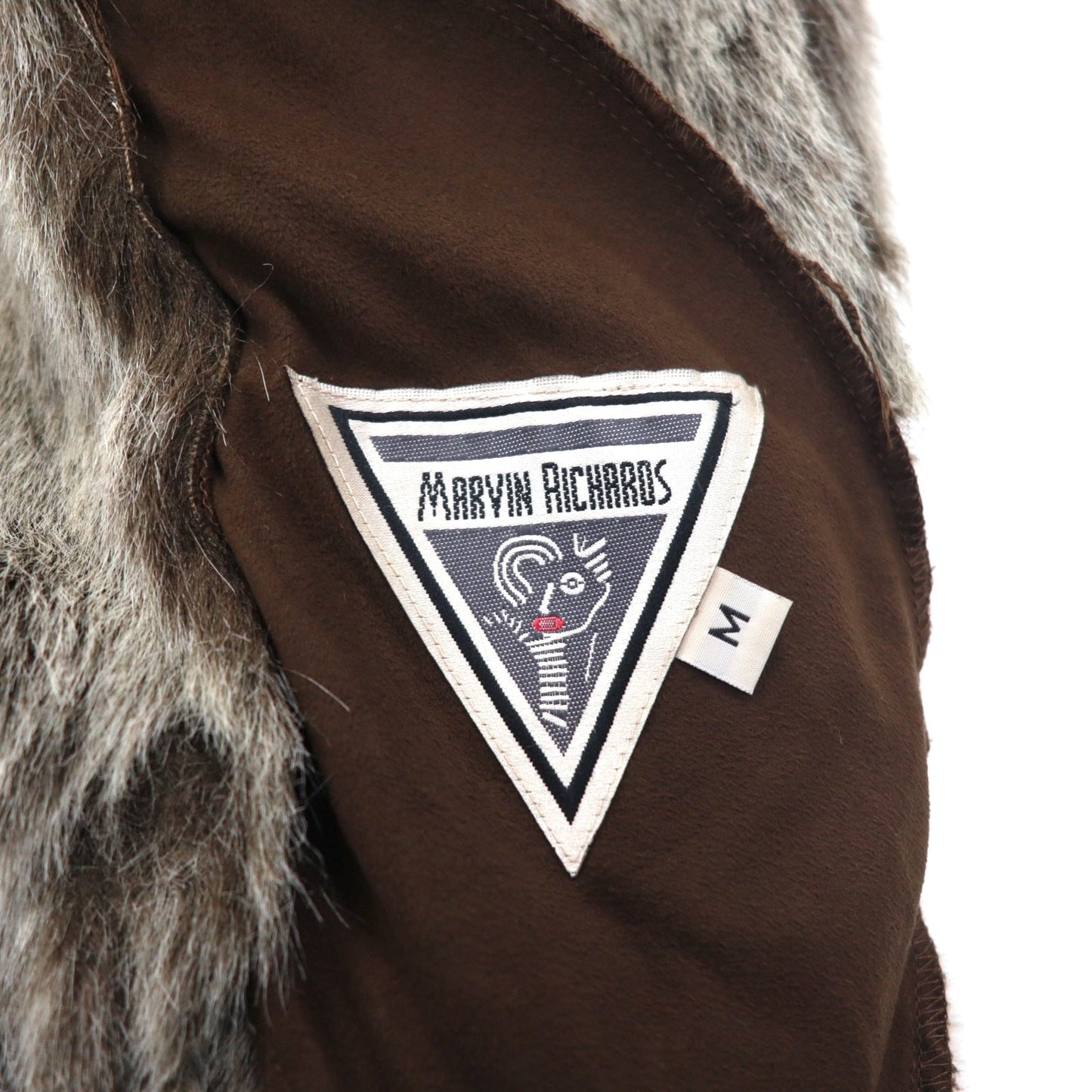 90s Vintage Faux Shearling Coat by MARVIN RICHARDS, Size M, Brown, Polyester, Faux Eco-Friendly Fur