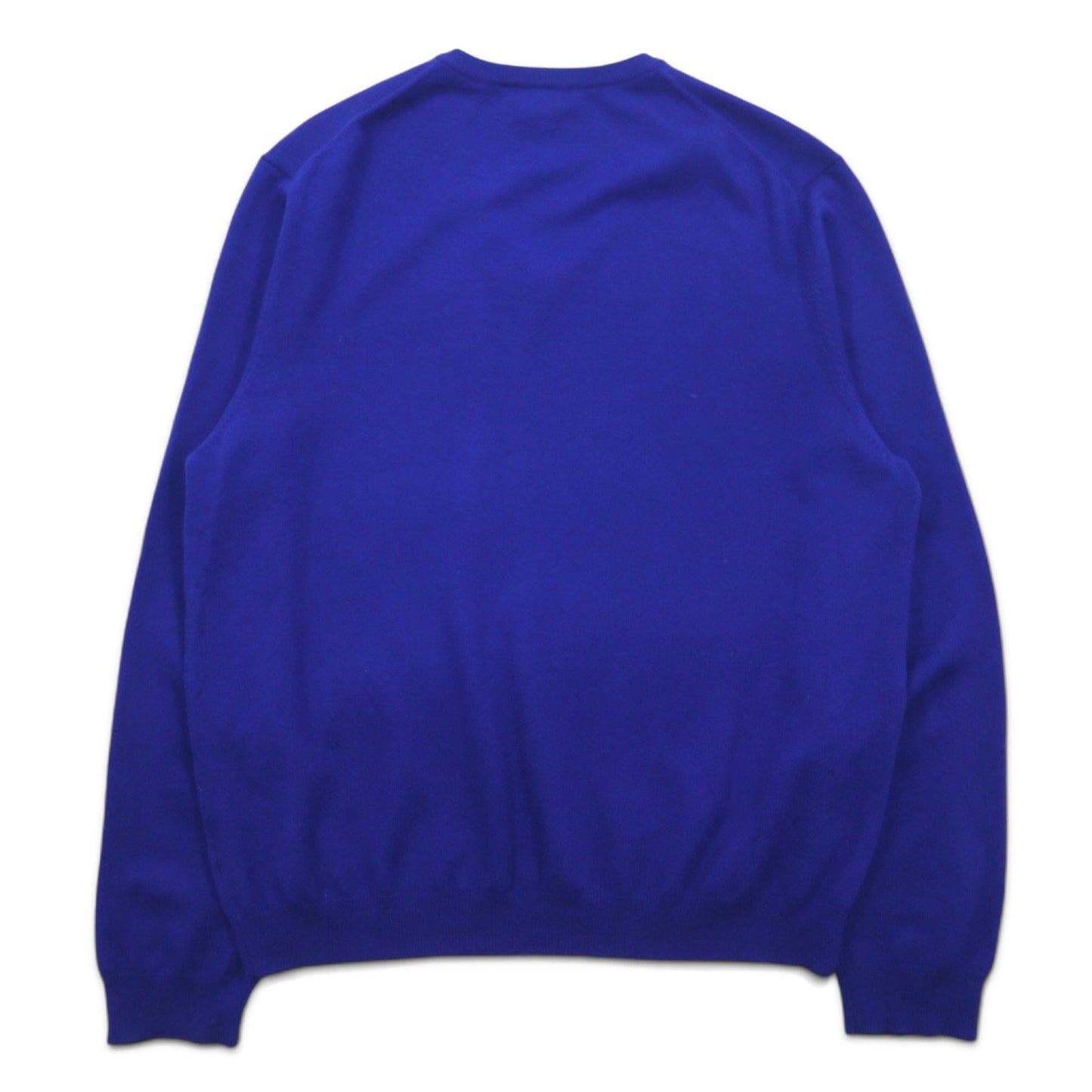346 Brooks Brothers Merino Wool V-Neck Knit Sweater, XL, Blue, Wool, Logo Embroidery, Extra Fine Merino Wool