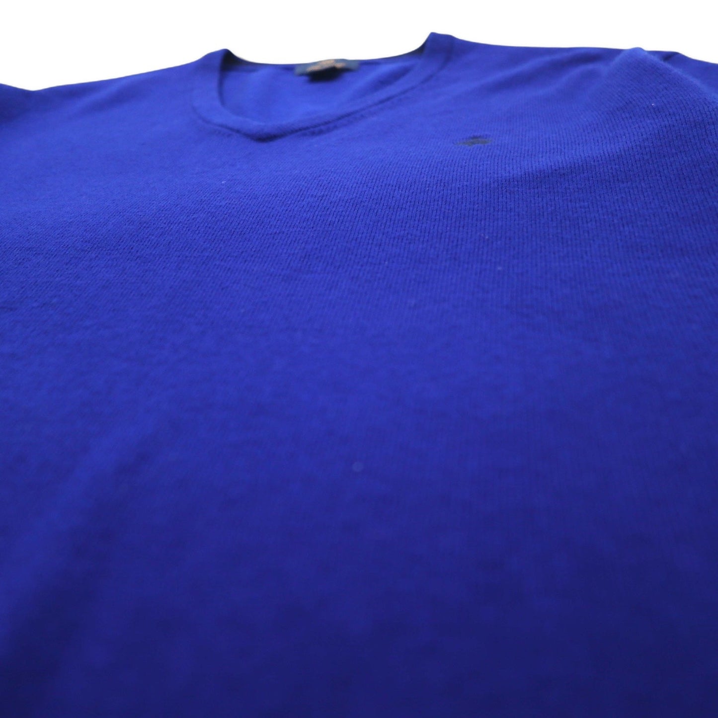346 Brooks Brothers Merino Wool V-Neck Knit Sweater, XL, Blue, Wool, Logo Embroidery, Extra Fine Merino Wool