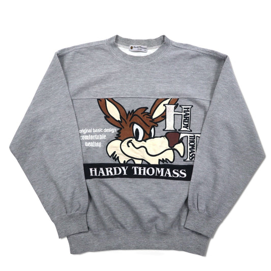 90年代 Hardy Thomass キャラクター刺繍 スウェット M グレー コットン
