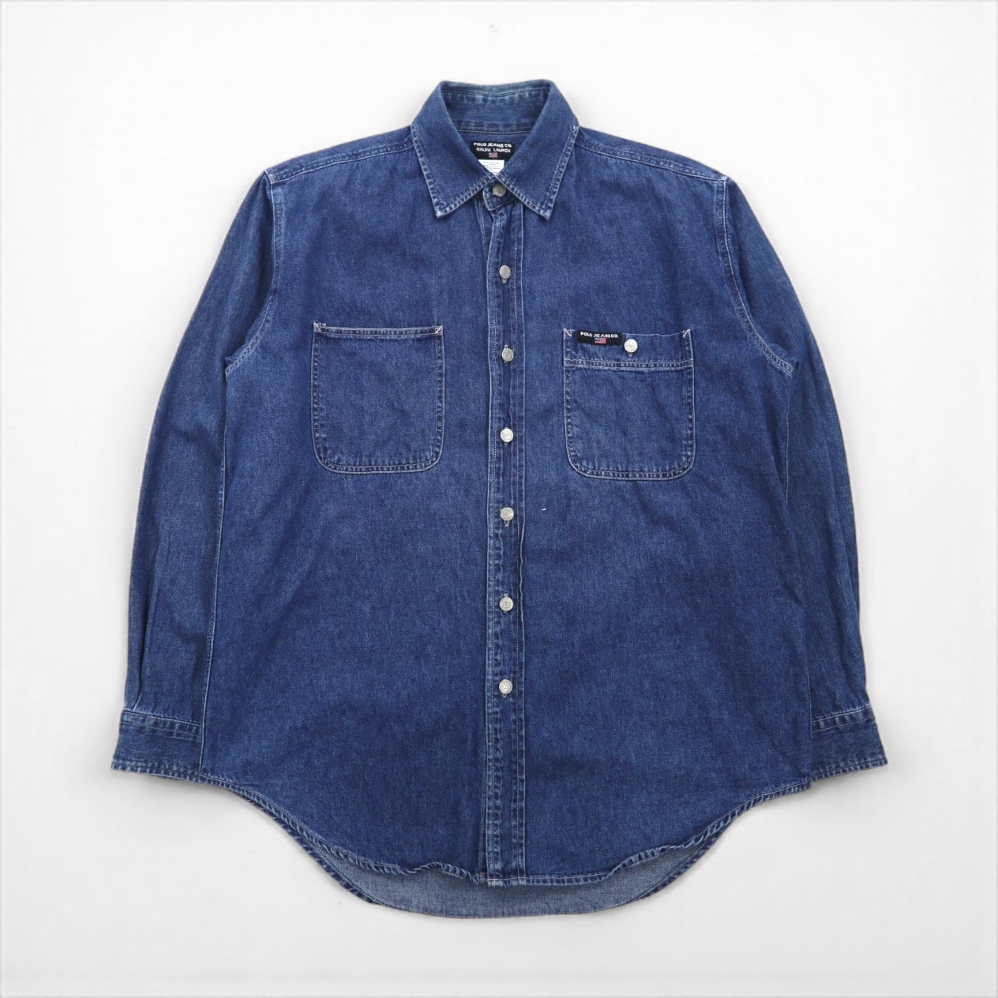 Polo Jeans Co Ralph Lauren 90年代 デニム ワーク シャツ M インディゴ WOKER SHIRT ダブルポケット LM237