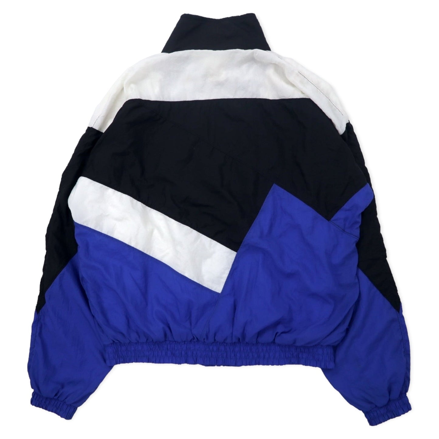 PUMA 90s Nylon Jacket, Size Small, Blue, Crazy Pattern, Color Block, One-Point Logo Embroidery