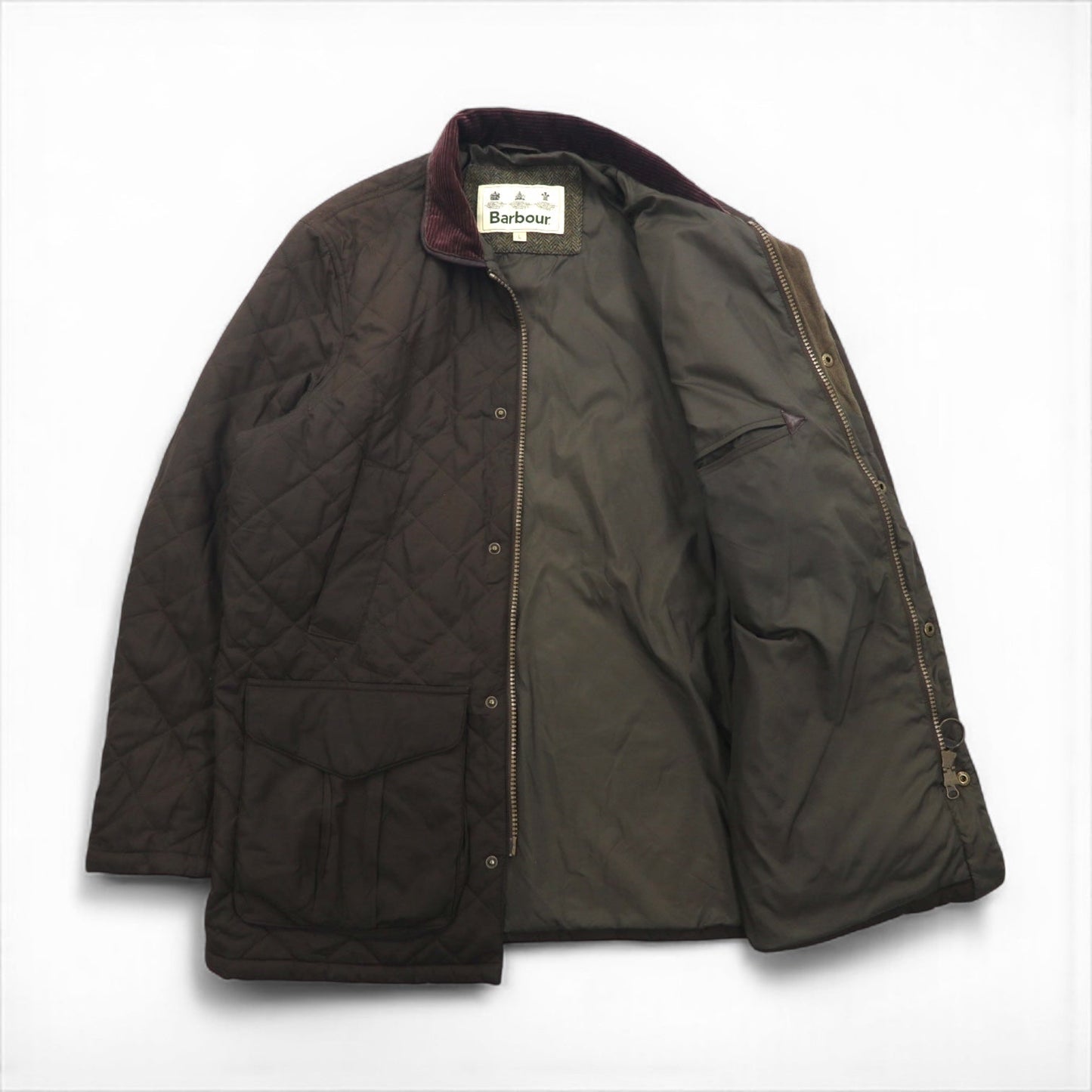 Barbour デボンジャケット DEVON JACKET キルティングジャケット L ダブルジップ コーデュロイ襟 中綿 ダイヤキルト MQU0883OL52