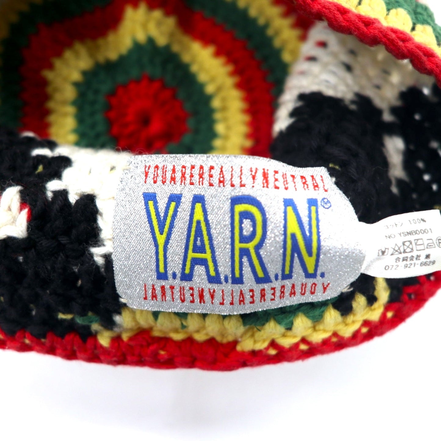 YARN Crochet Knit Hat, Free, Multicolor, Cotton, Yinyang YSNB0001