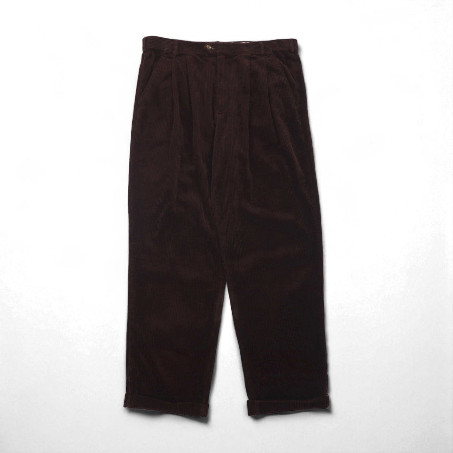 Eddie Bauer 90年代 2タック ワイド コーデュロイパンツ スラックス XL ブラウン 太畝 ダブルカフス