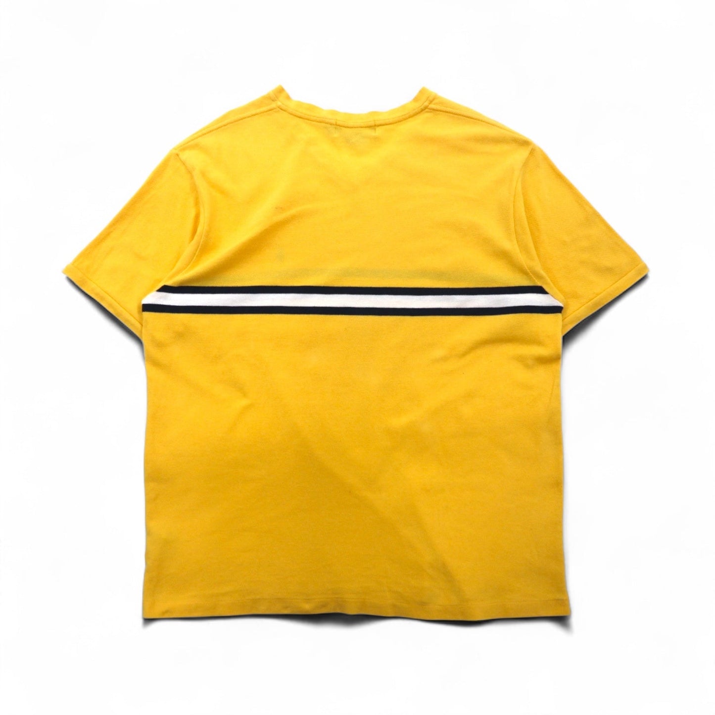 Polo by Ralph Lauren 90年代 ラインデザイン Vネック 鹿の子 Tシャツ L イエロー コットン スモールポニー刺繍