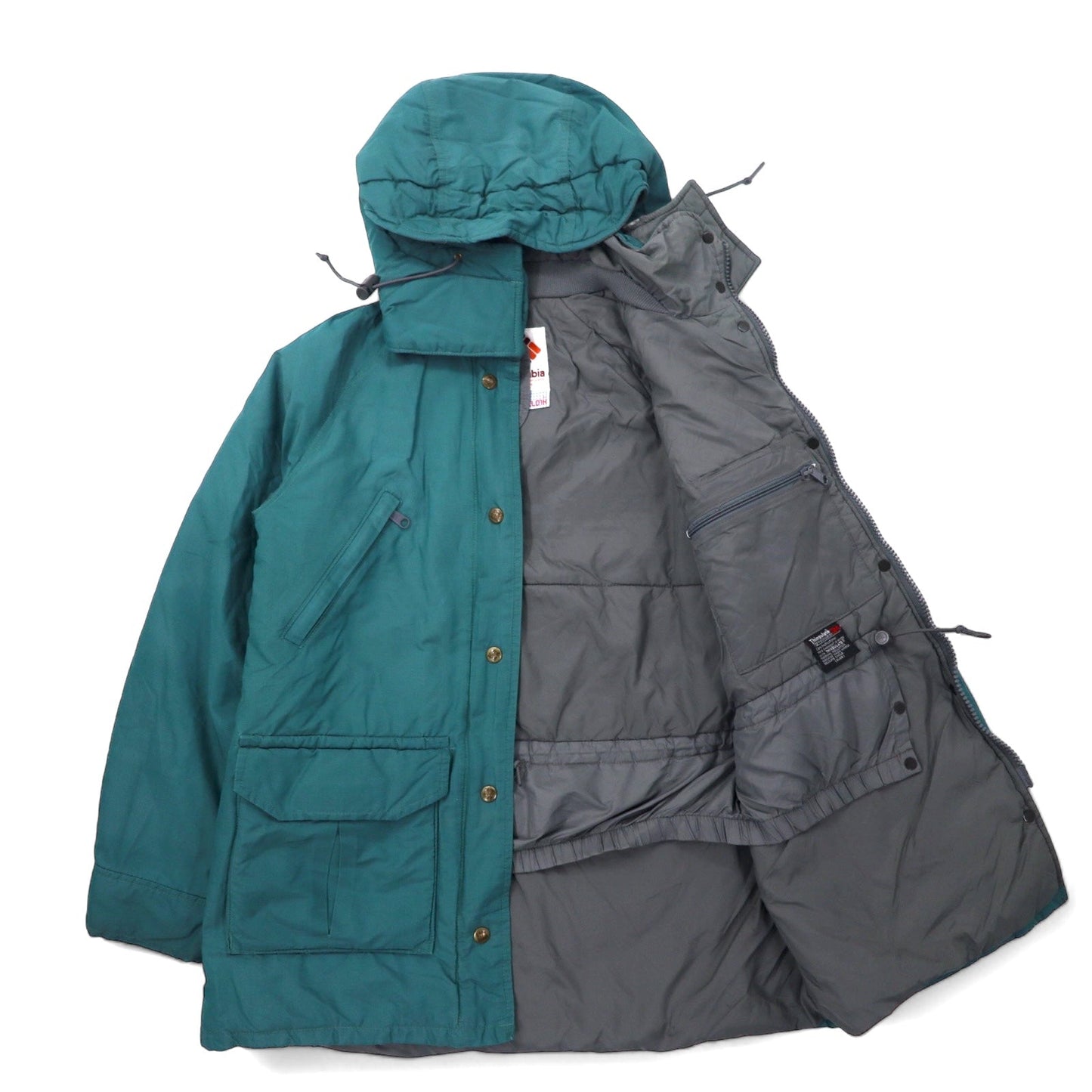 Columbia 90s Insulated Mountain Parka, Size M, Green, Polyester, Technicloth, Waterproof, Thinslate Fill, Drawcord, Detachable Hood