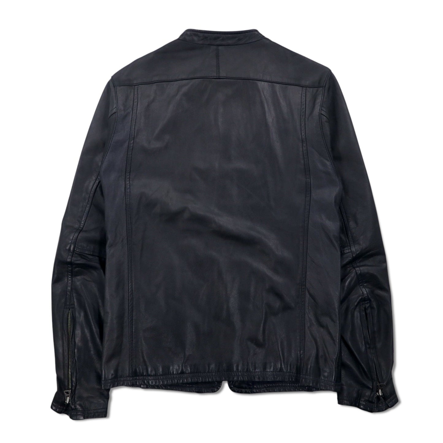 Shama Double-Zip Single-Breasted Rider's Jacket, Size M, Black Cowhide Leather, SMNU-SR1, Made in Japan
