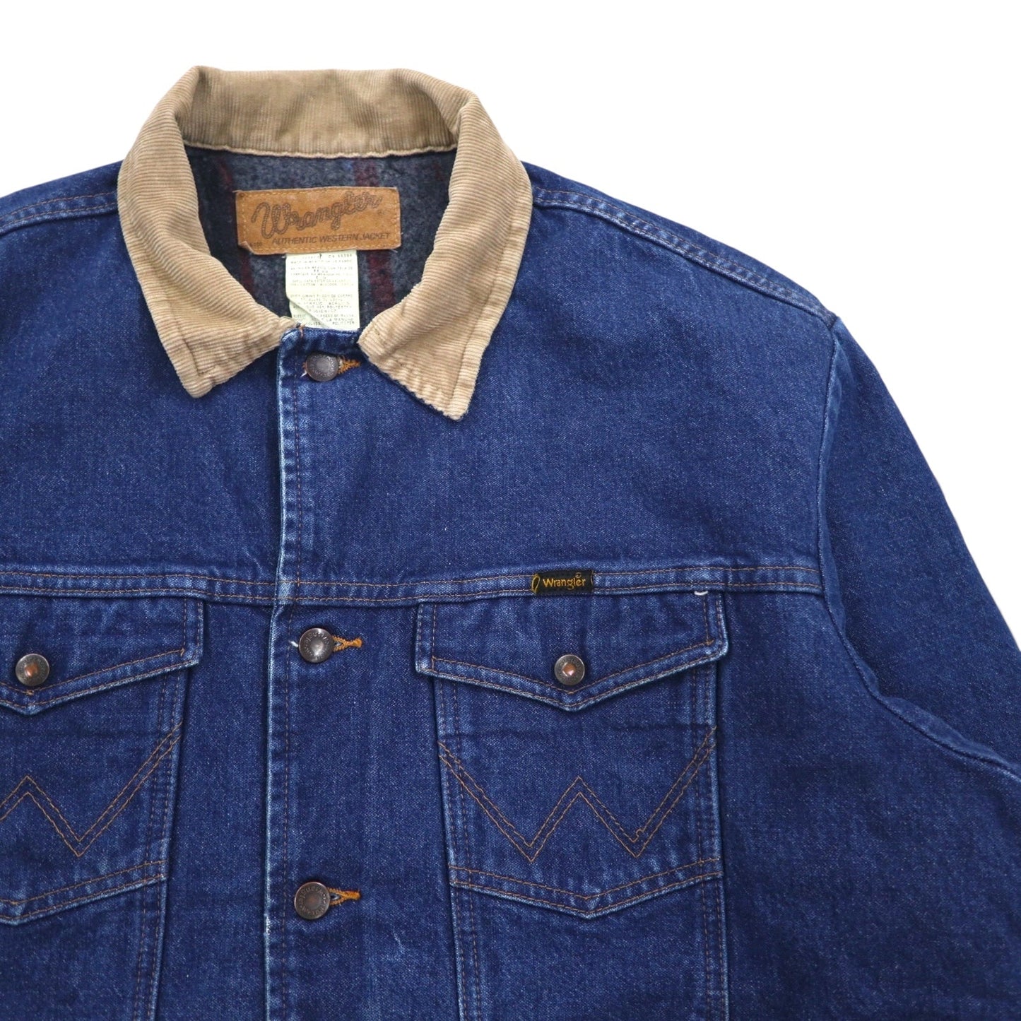 Wrangler 90年代 デニムジャケット Gジャン L インディゴ 襟コーデュロイ ブランケットライナー AUTHENTIC WESTERN JAKET 74270PW