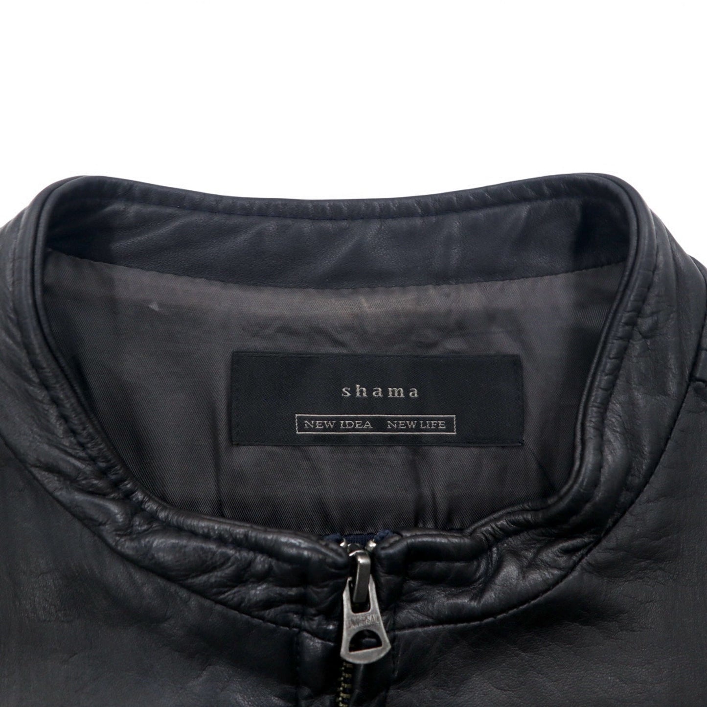 Shama Double-Zip Single-Breasted Rider's Jacket, Size M, Black Cowhide Leather, SMNU-SR1, Made in Japan