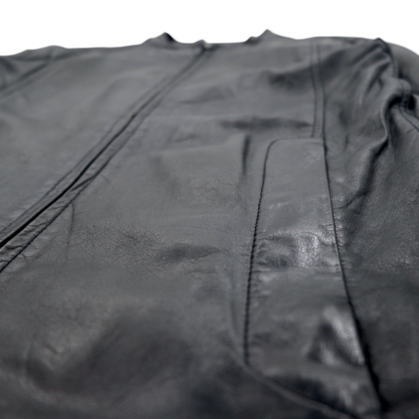 Shama Double-Zip Single-Breasted Rider's Jacket, Size M, Black Cowhide Leather, SMNU-SR1, Made in Japan