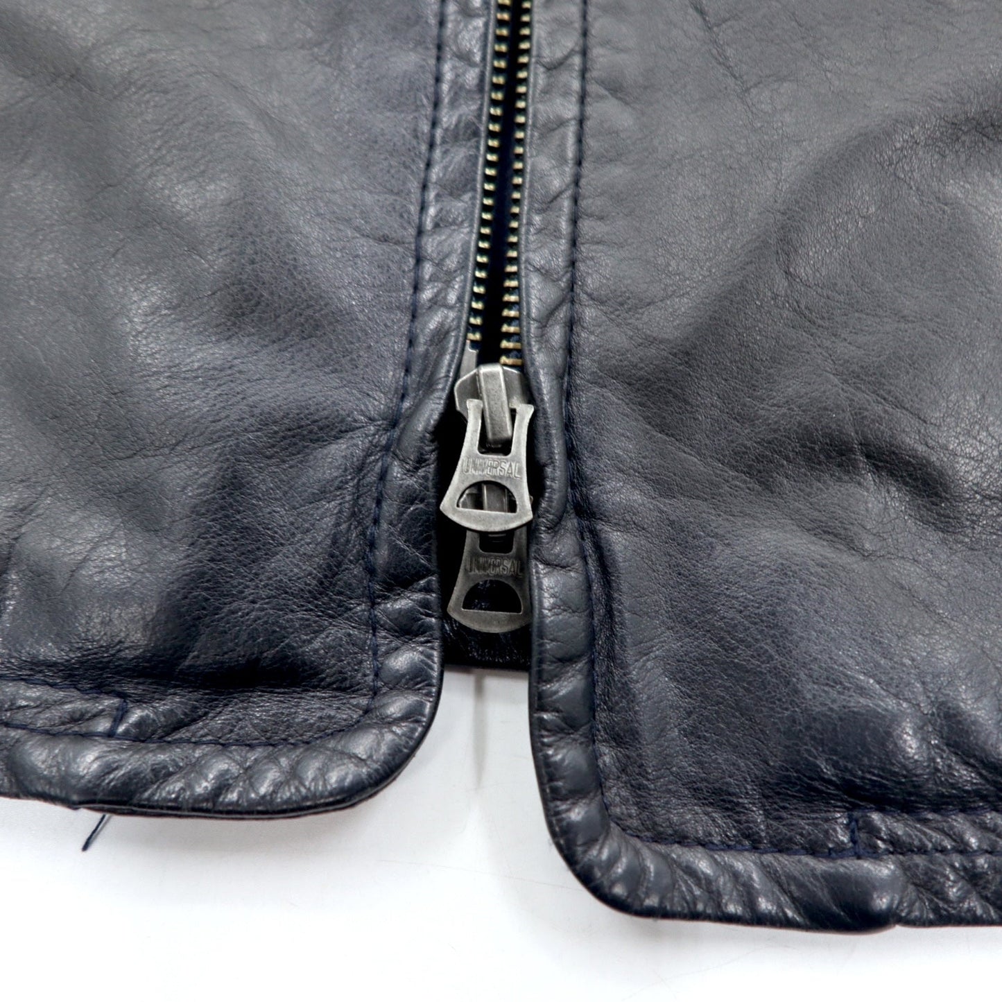 Shama Double-Zip Single-Breasted Rider's Jacket, Size M, Black Cowhide Leather, SMNU-SR1, Made in Japan