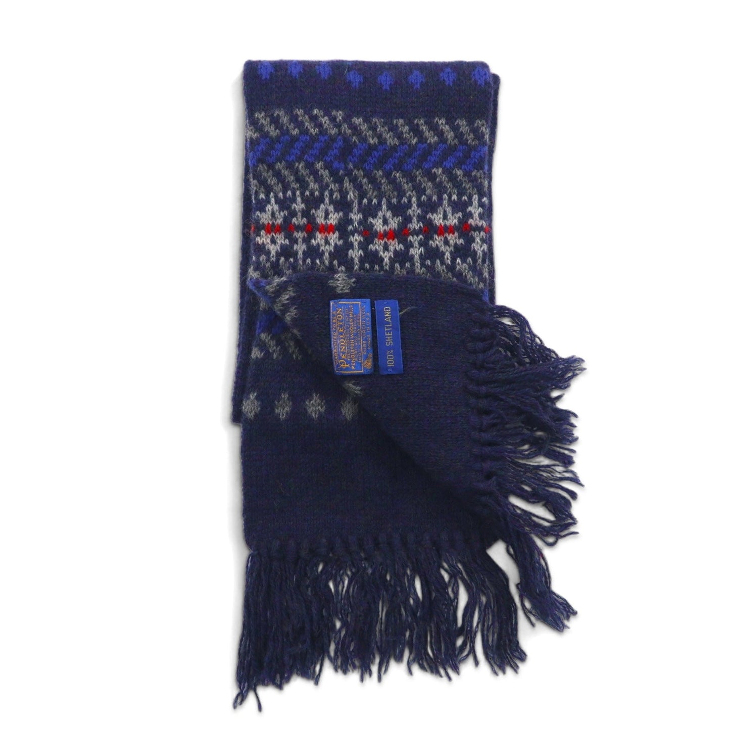 PENDLETON USA製 ノルディック バージンウール マフラー ネイビー PURE VIRGIN WOOL SHETLAND