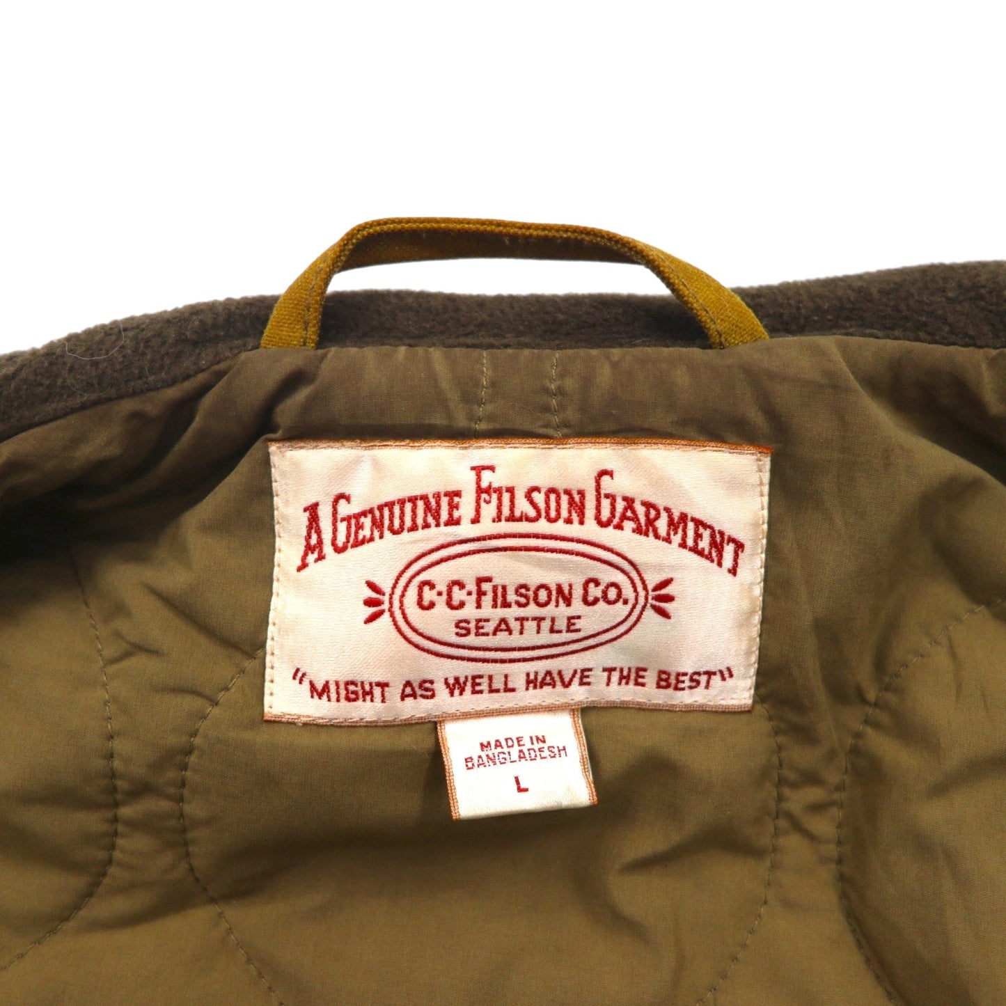 FILSON ティンクロス プリマロフト PRIMALOFT インサレーション 中綿 ベスト L オイルド ダブルジップ ドローコード TIN CLOTH VEST 20248735