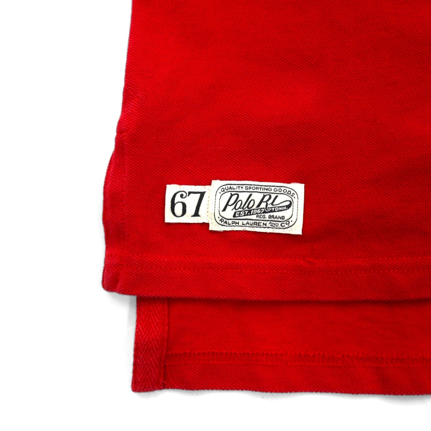 POLO RALPH LAUREN ポロシャツ M レッド コットン 鹿の子 ワッペン PRL ATHLETICS '67