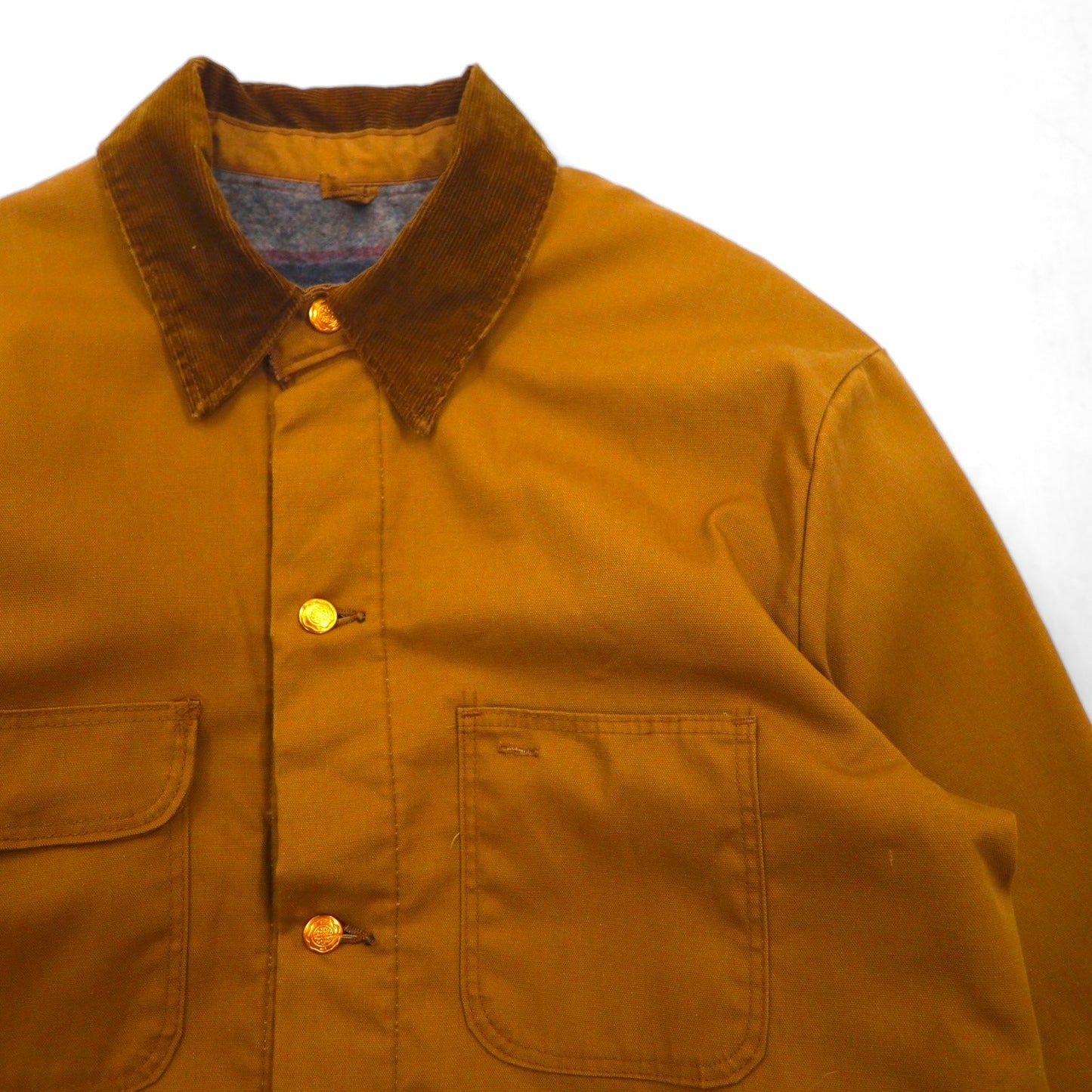 Wrangler 70年代 ダック カバーオール XL キャメル ブラウン ブランケットライナー 襟コーデュロイ SANFORIZED