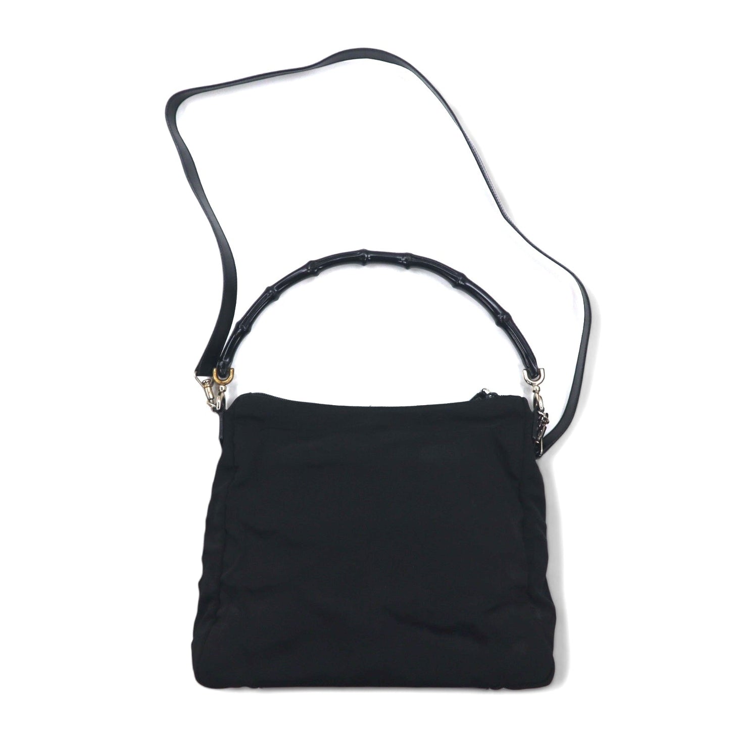 GUCCI Made in Italy 2-Way Bamboo Shoulder Bag/Handbag in Black Nylon, 000-0509 002058