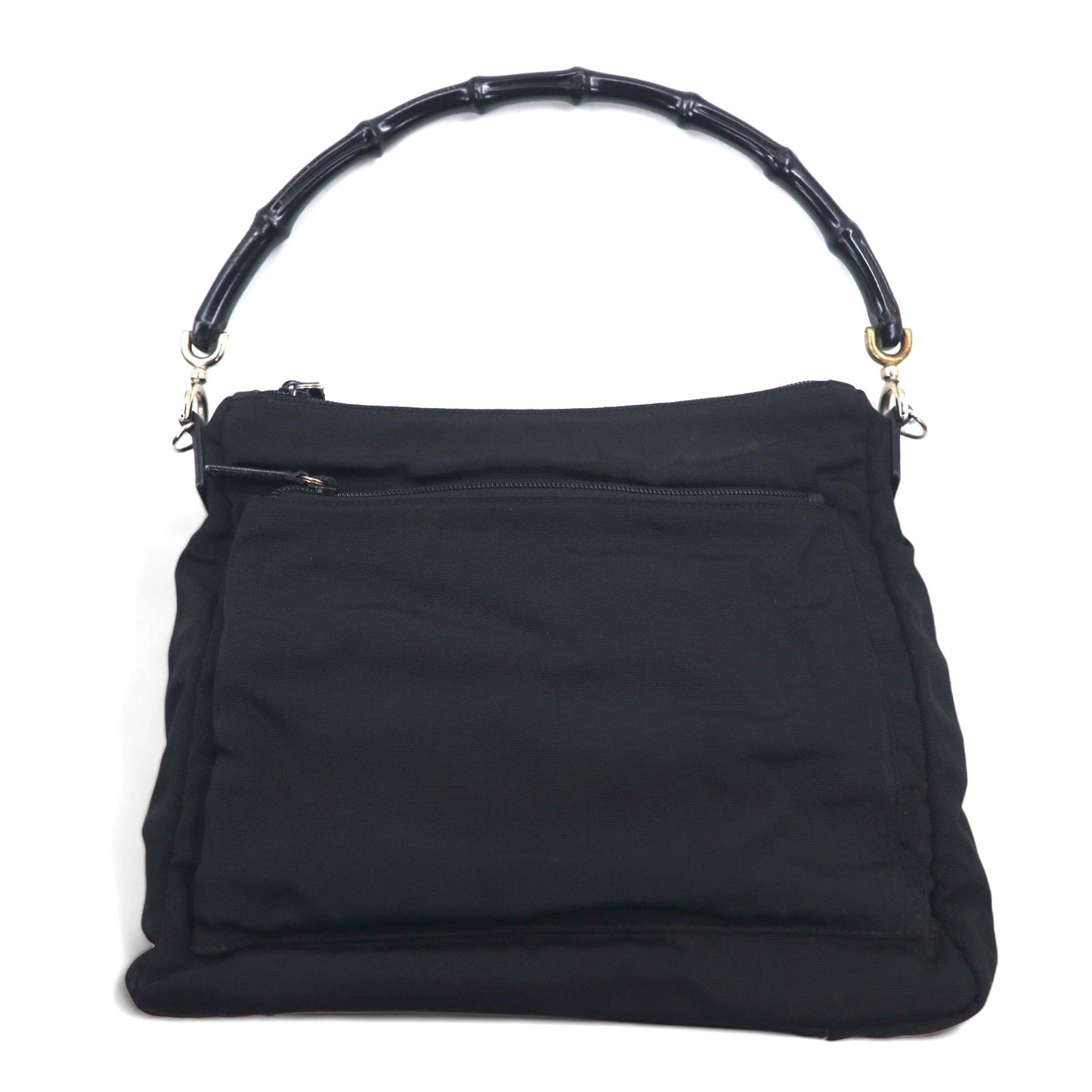 GUCCI Made in Italy 2-Way Bamboo Shoulder Bag/Handbag in Black Nylon, 000-0509 002058