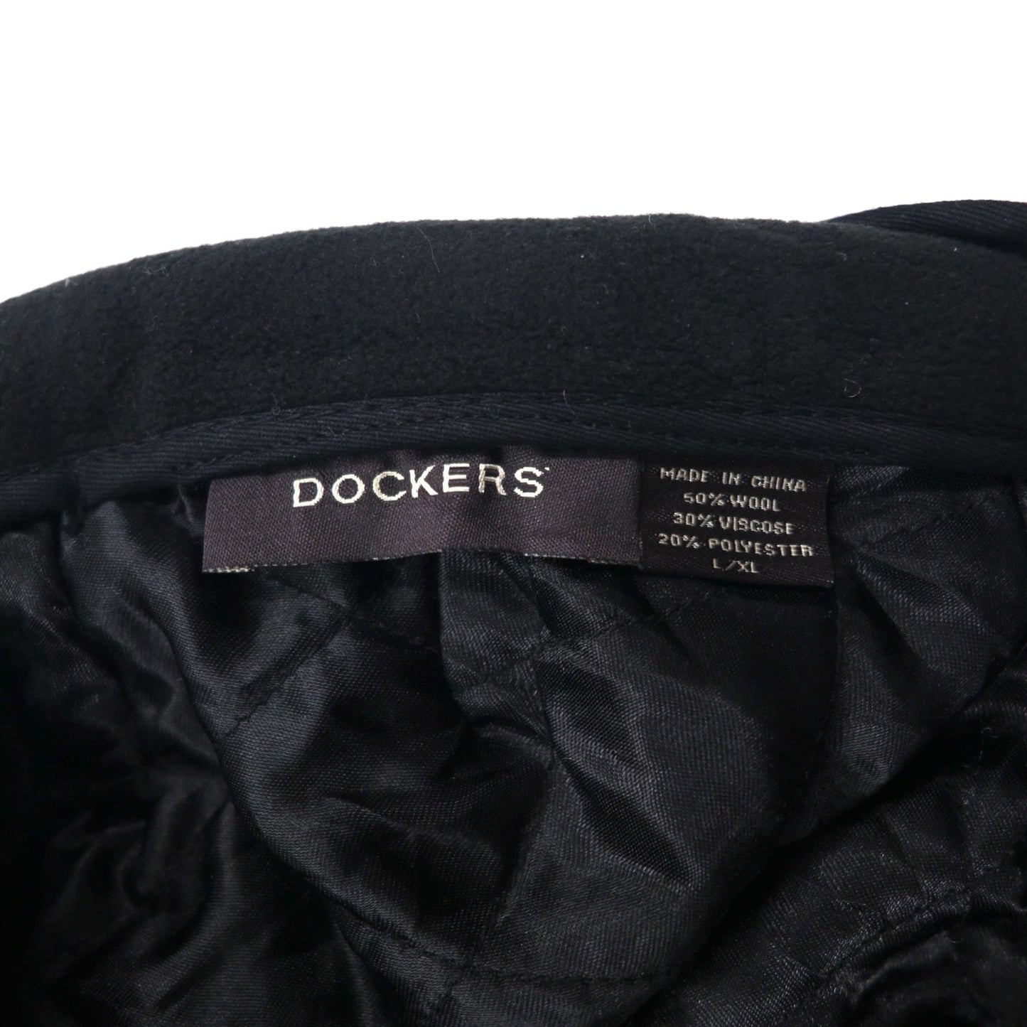 DOCKERS (Levi's) Earflap Hunting Cap, L/XL, Black Wool with Earflaps