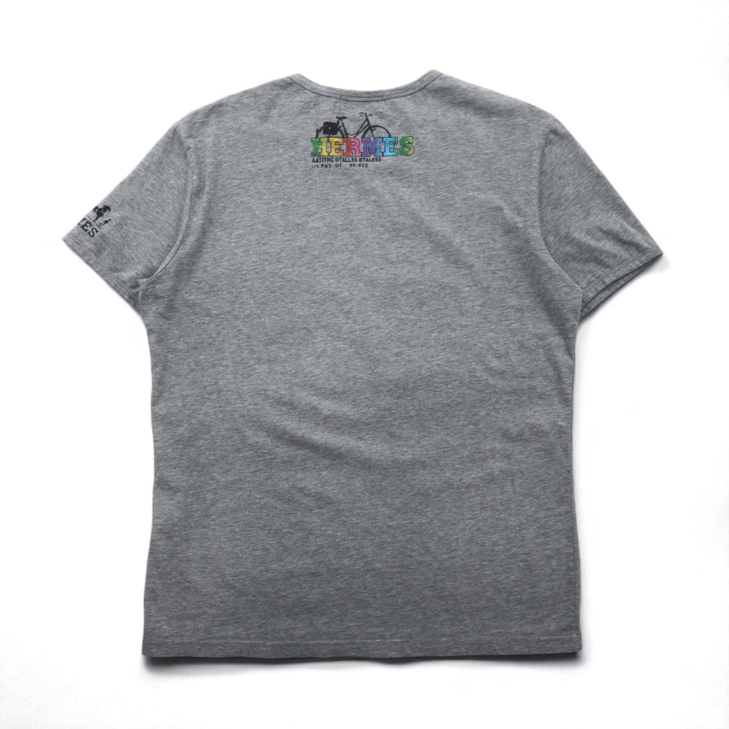 HERMES イタリア製 フォトグラフィック プリント Tシャツ XL グレー コットン ALINE