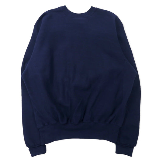 BRINE USA Made 90s Reverse Weave Sweatshirt, XL, Navy, Cotton, Fleece-Lined, LACROSSE, Big Size