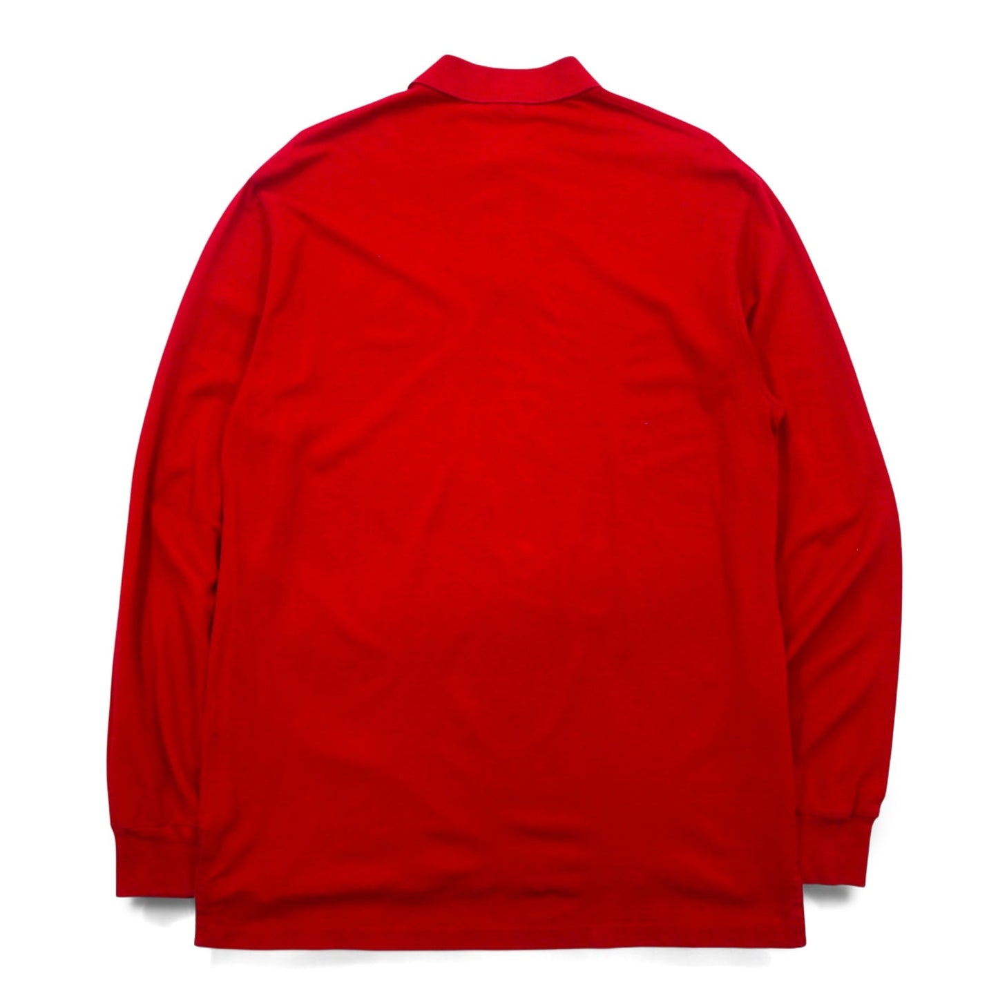 Polo by Ralph Lauren 90s Long Sleeve Polo Shirt, Size L, Red, Pima Cotton, Pique, Small Pony Embroidery, Made in Peru