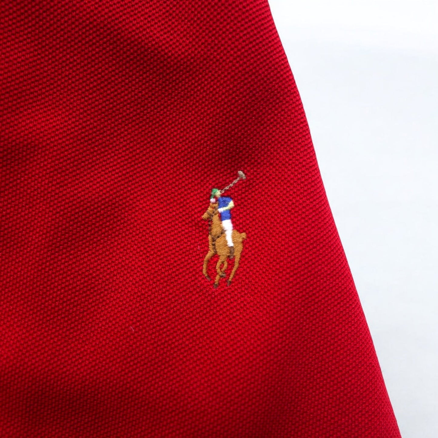 Polo by Ralph Lauren 90s Long Sleeve Polo Shirt, Size L, Red, Pima Cotton, Pique, Small Pony Embroidery, Made in Peru