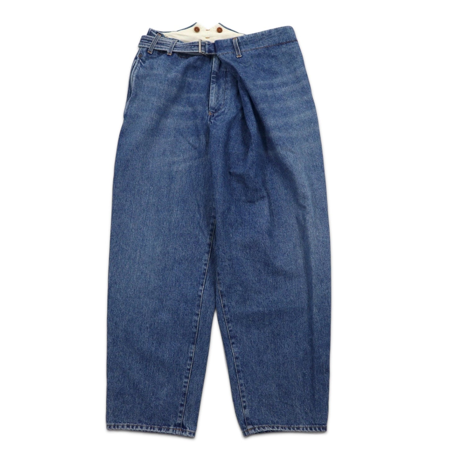 KHOKI ラップトラウザーズ 22AW Wrap Trousers デニムパンツ 1 ブルー コットン 日本製 22sw-p-05